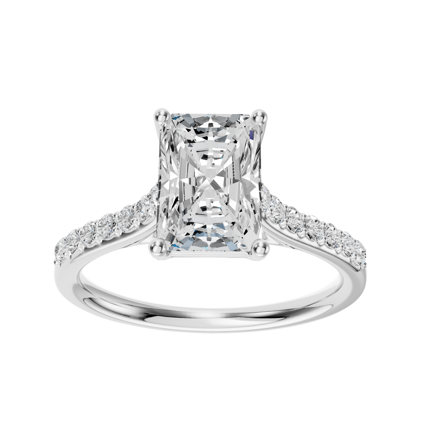 White Gold-Phoenix Lab Diamond  Ring 1.75ct Radiant Cut Center_view=3DH