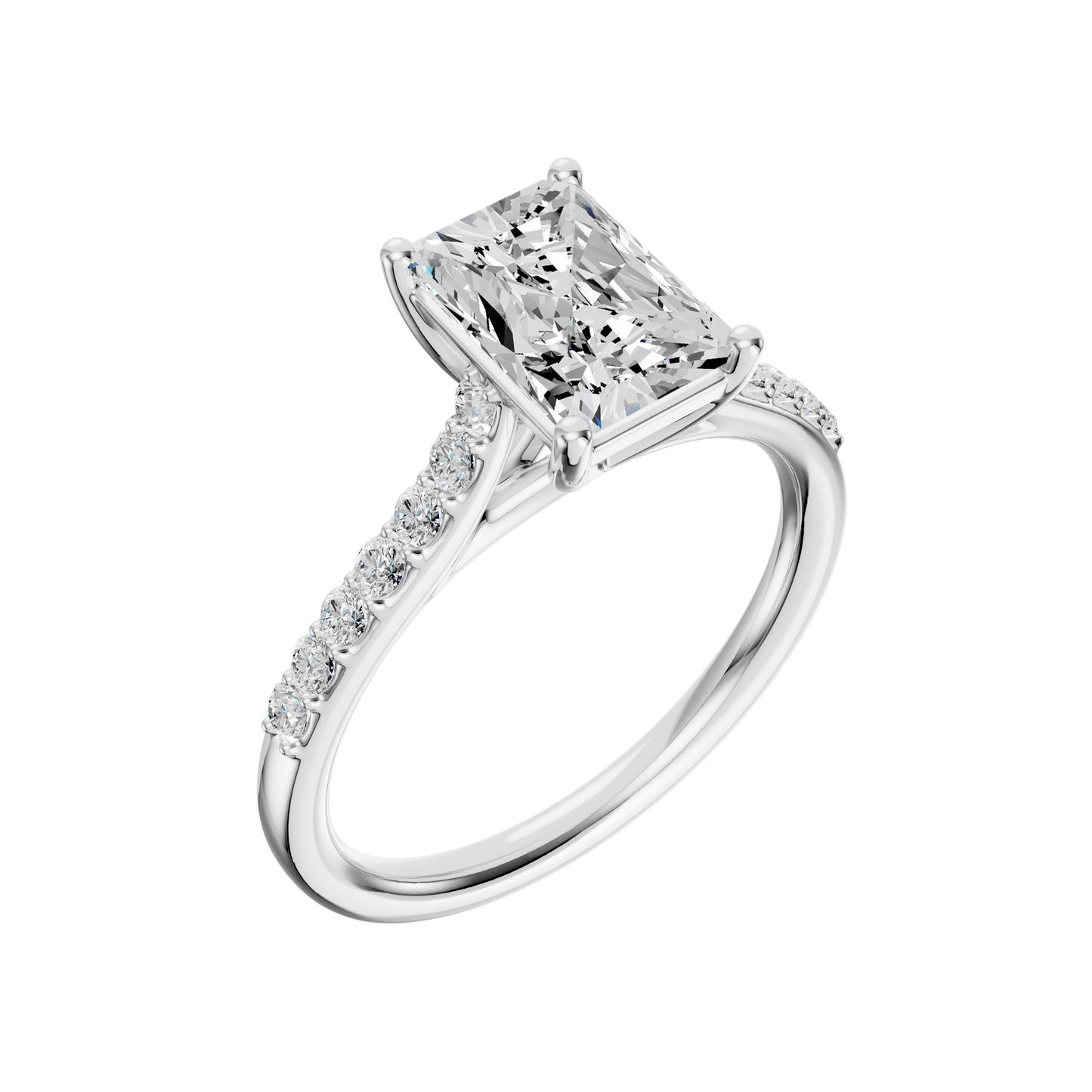 White Gold-Phoenix Lab Diamond  Ring 1.75ct Radiant Cut Center_view=3DV