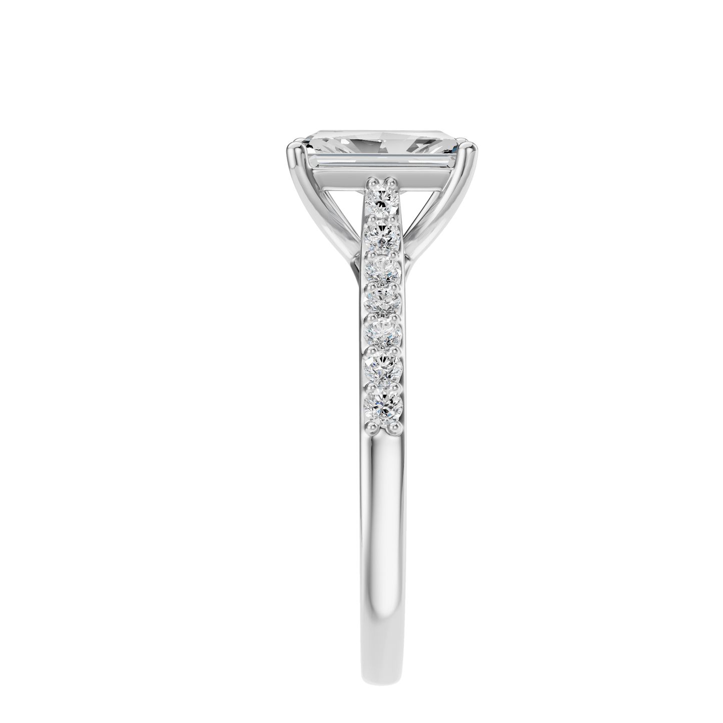 White Gold-Phoenix Lab Diamond  Ring 1.75ct Radiant Cut Center_view=SIDE