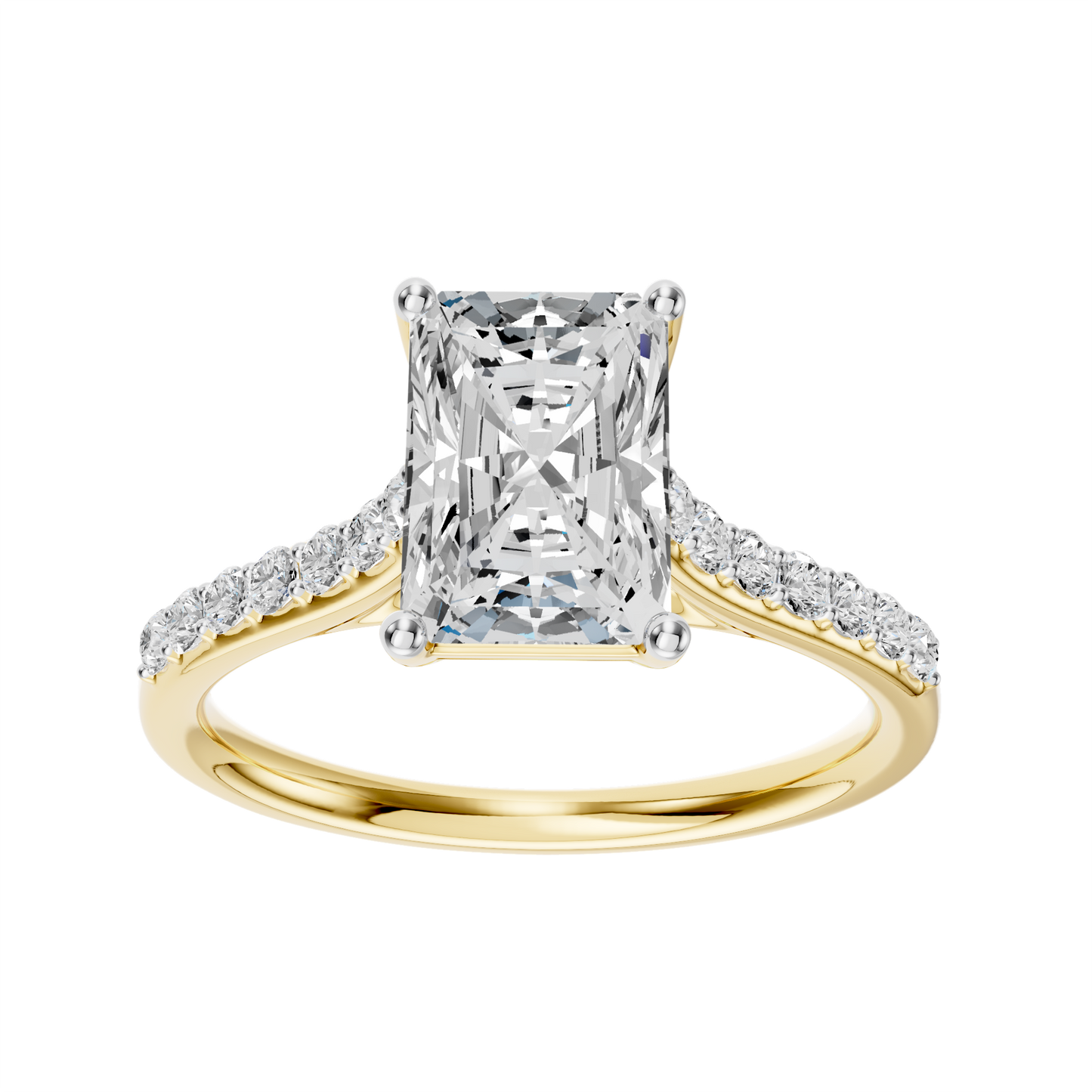 Yellow Gold-Phoenix Lab Diamond  Ring 1.75ct Radiant Cut Center_view=3DH
