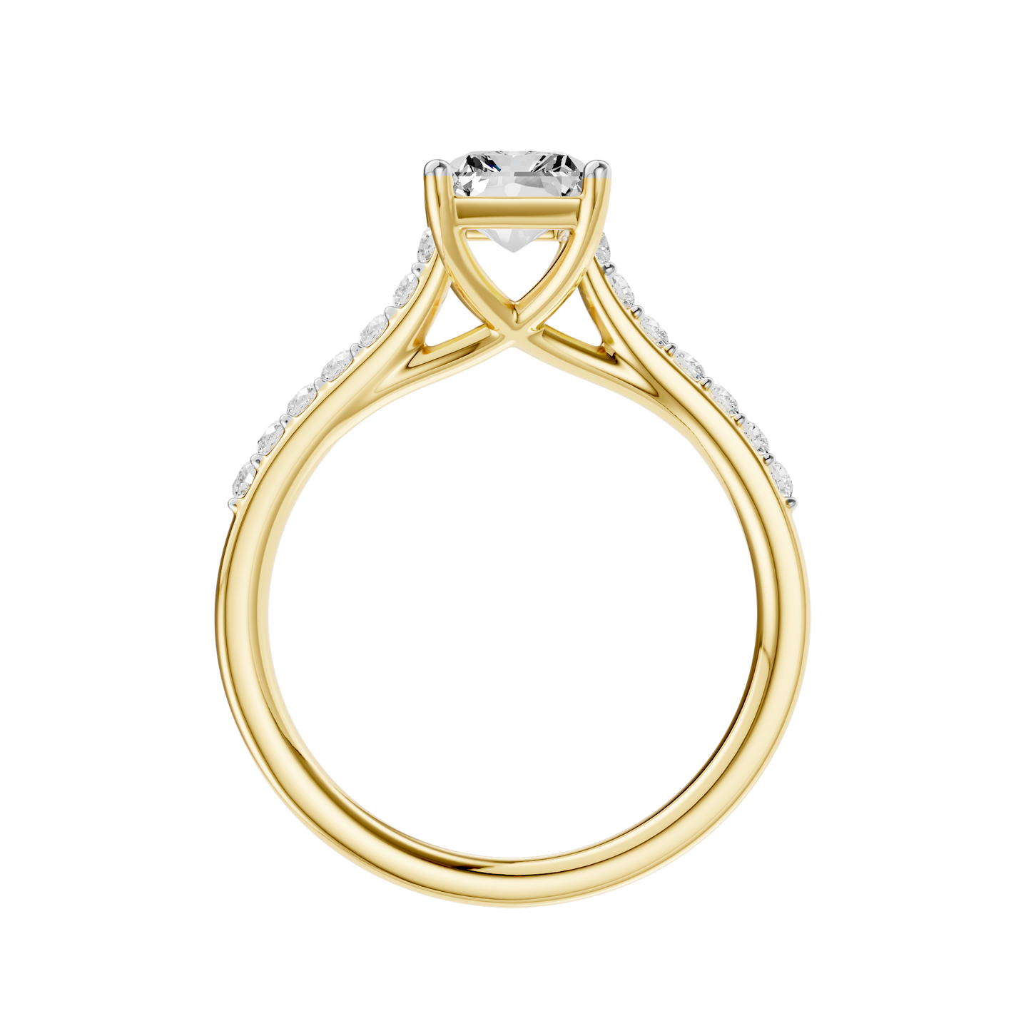 Yellow Gold-Phoenix Lab Diamond  Ring 1.75ct Radiant Cut Center_view=FRONT