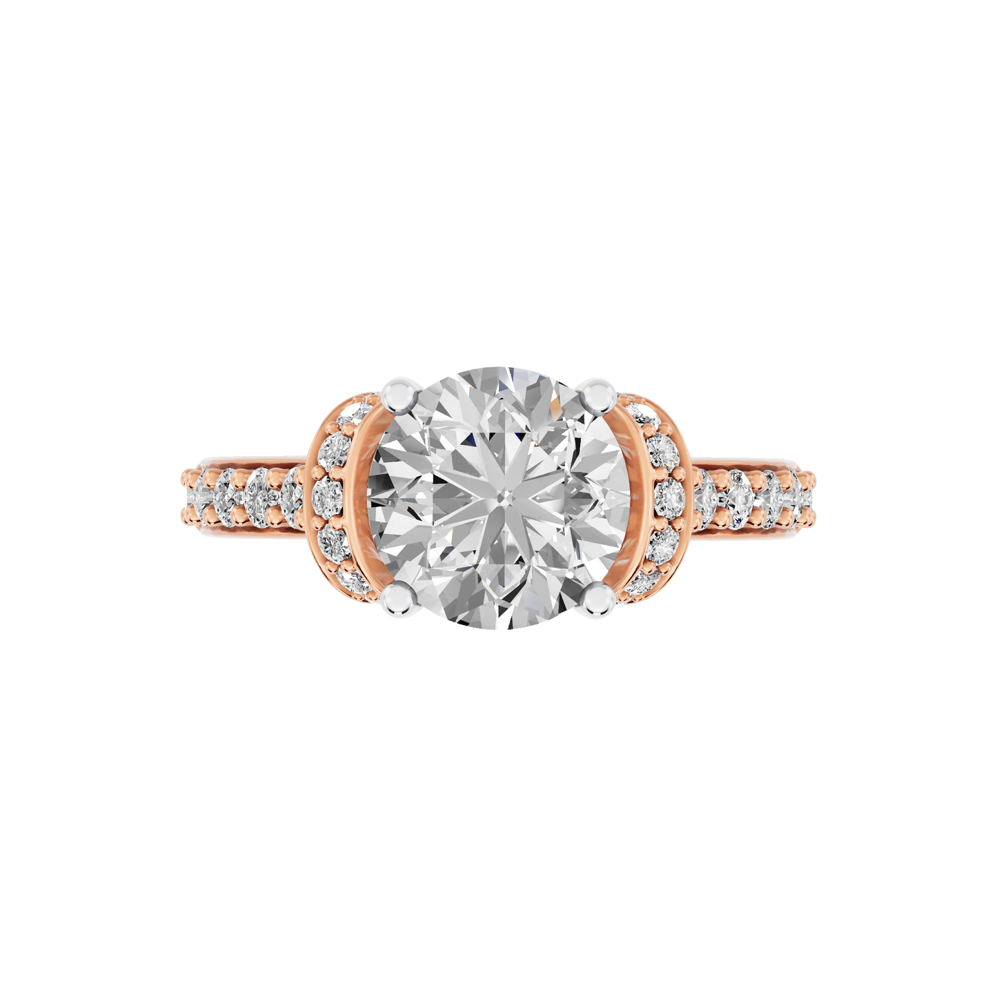 Pink Gold-Fortitude Statement Solitaires Lab-Grown Diamond Engagement Ring_view=TOP
