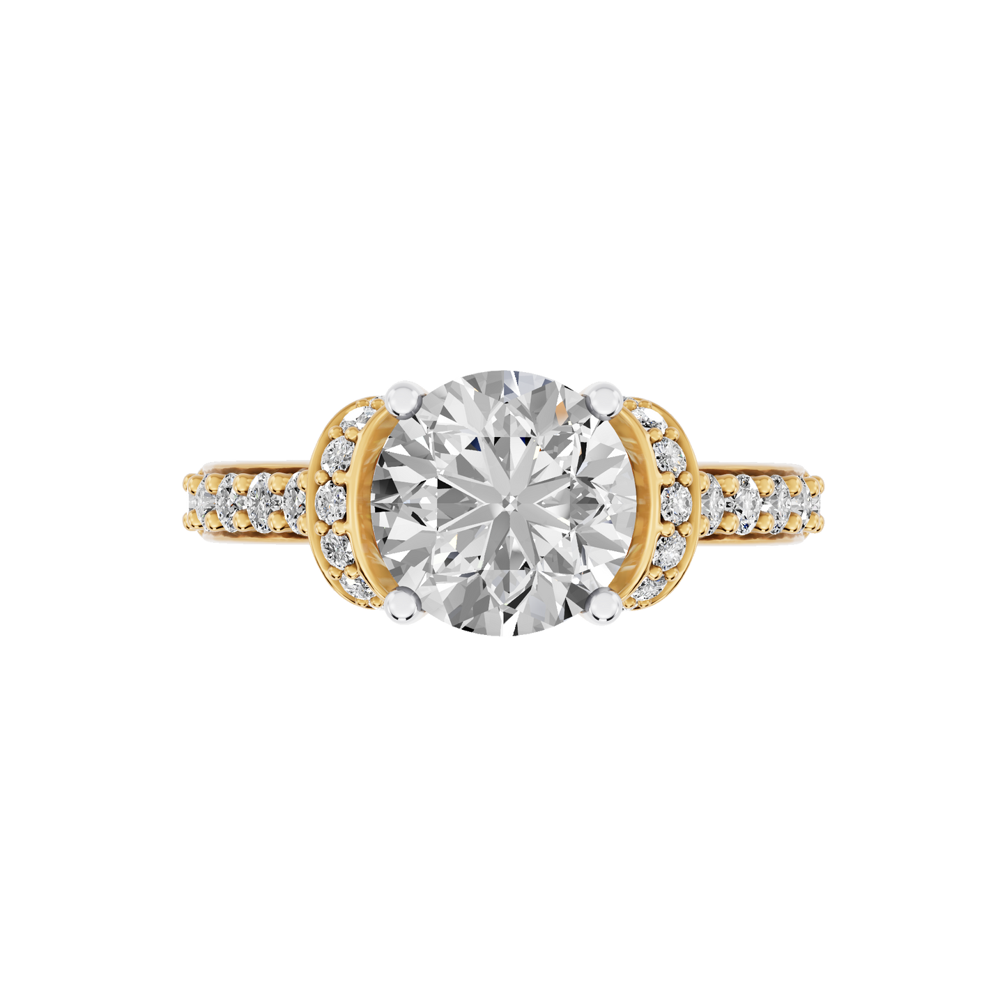 Yellow Gold-Fortitude Statement Solitaires Lab-Grown Diamond Engagement Ring_view=TOP