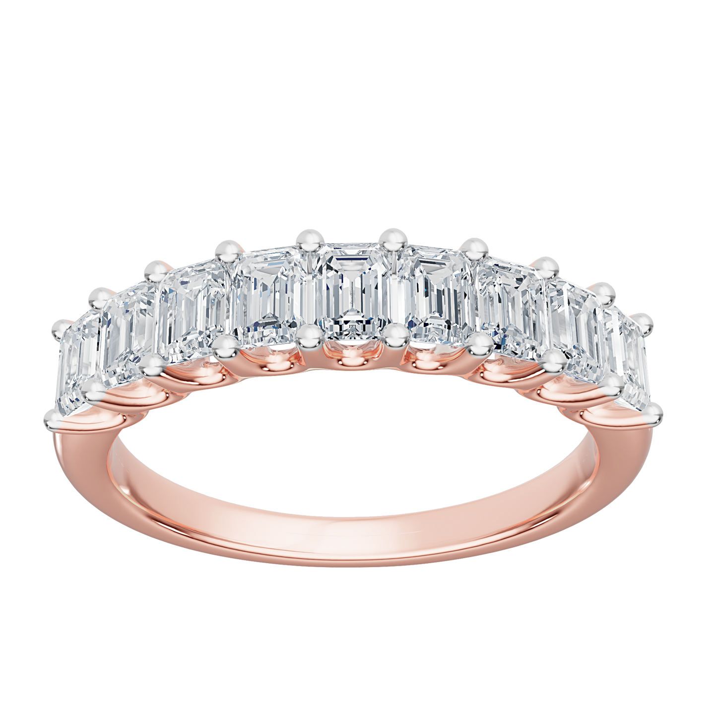 Pink Gold-Apex Emerald cut Band_view=3DH