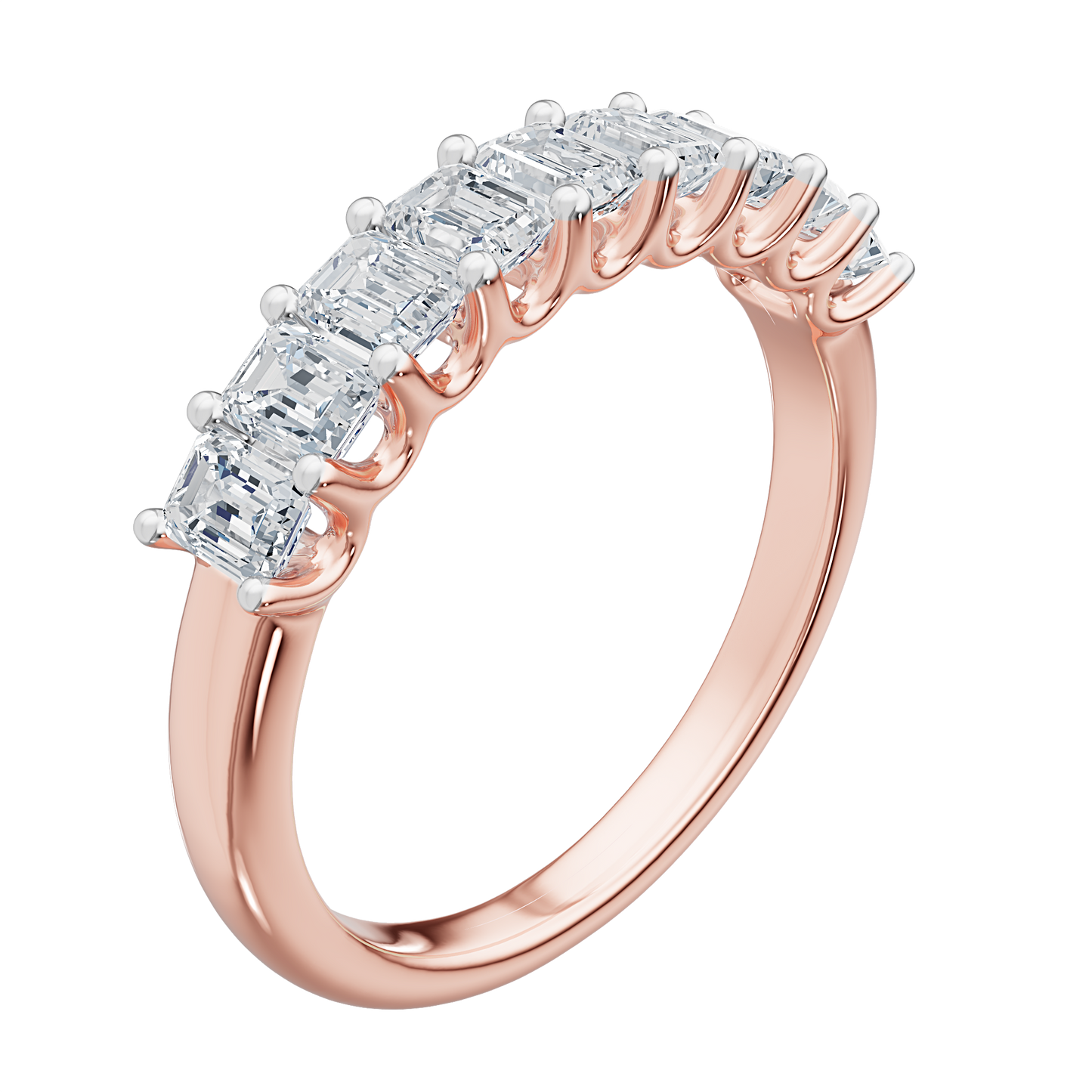 Pink Gold-Apex Emerald cut Band_view=3DV
