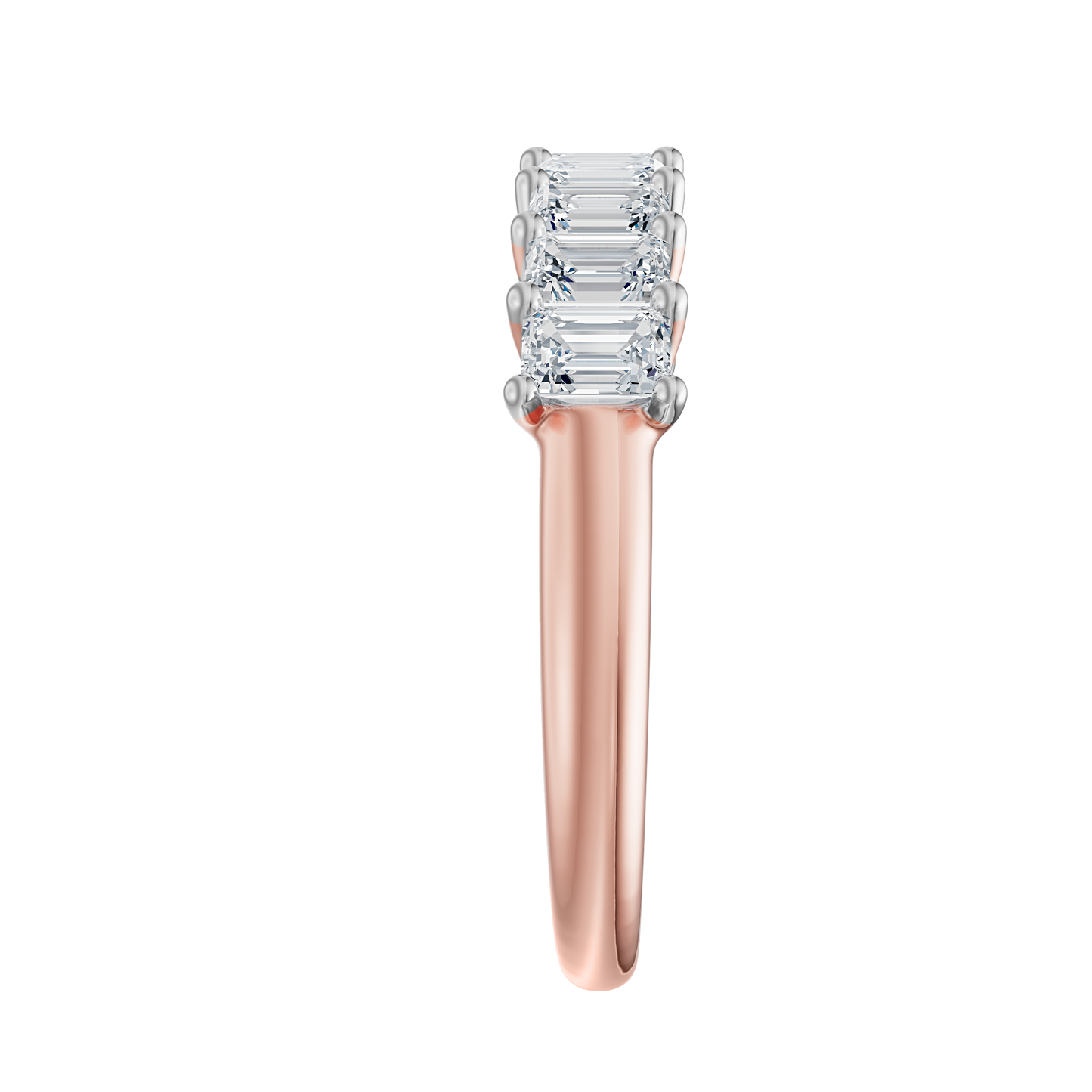 Pink Gold-Apex Emerald cut Band_view=SIDE