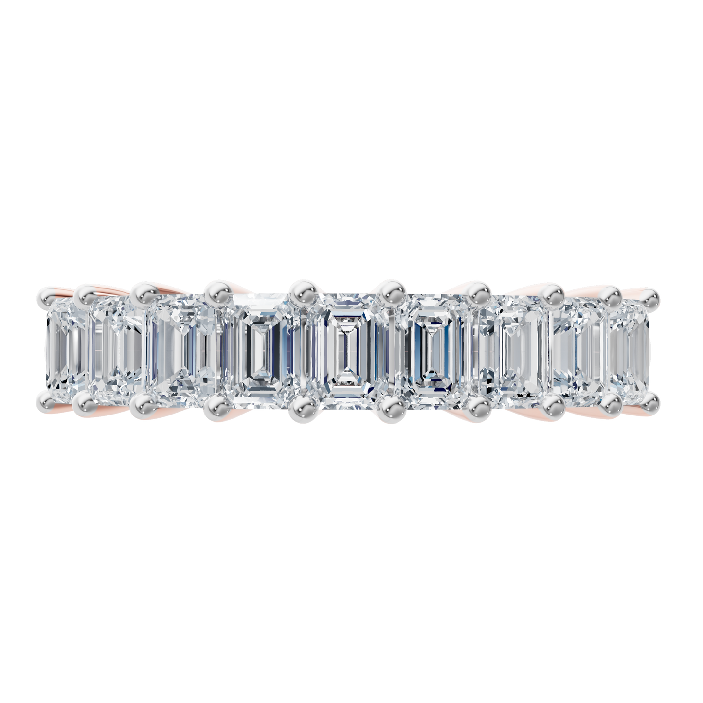 Pink Gold-Apex Emerald cut Band_view=TOP