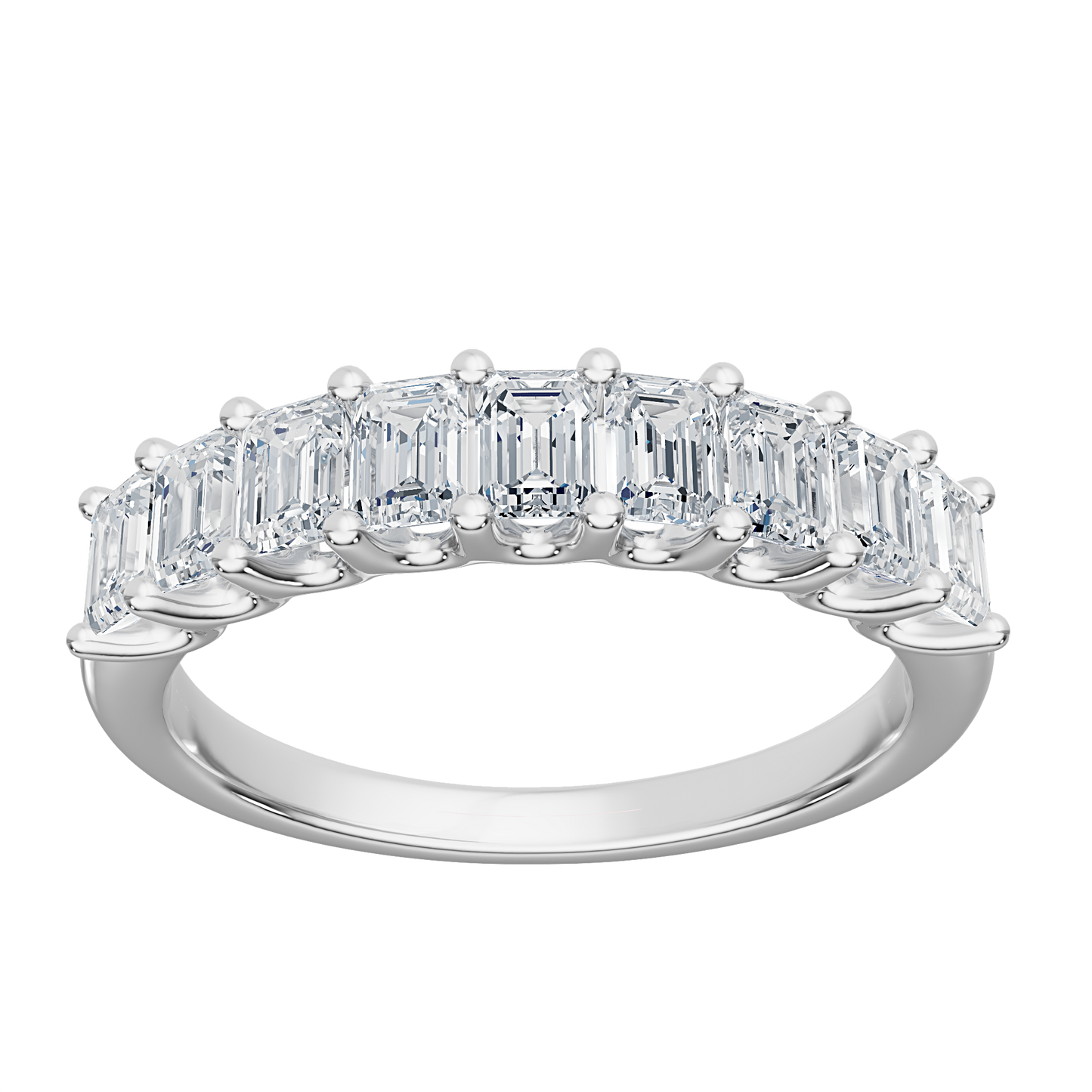White Gold-Apex Emerald cut Band_view=3DH