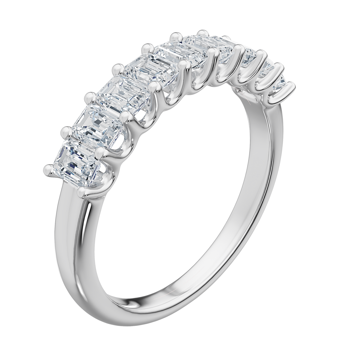 White Gold-Apex Emerald cut Band_view=3DV
