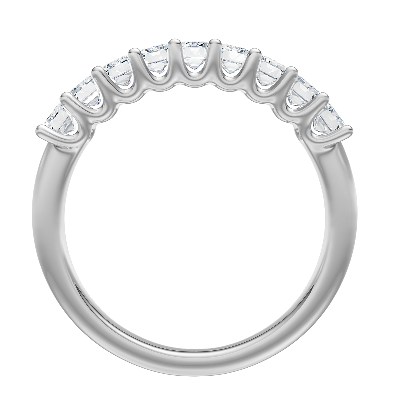 White Gold-Apex Emerald cut Band_view=FRONT