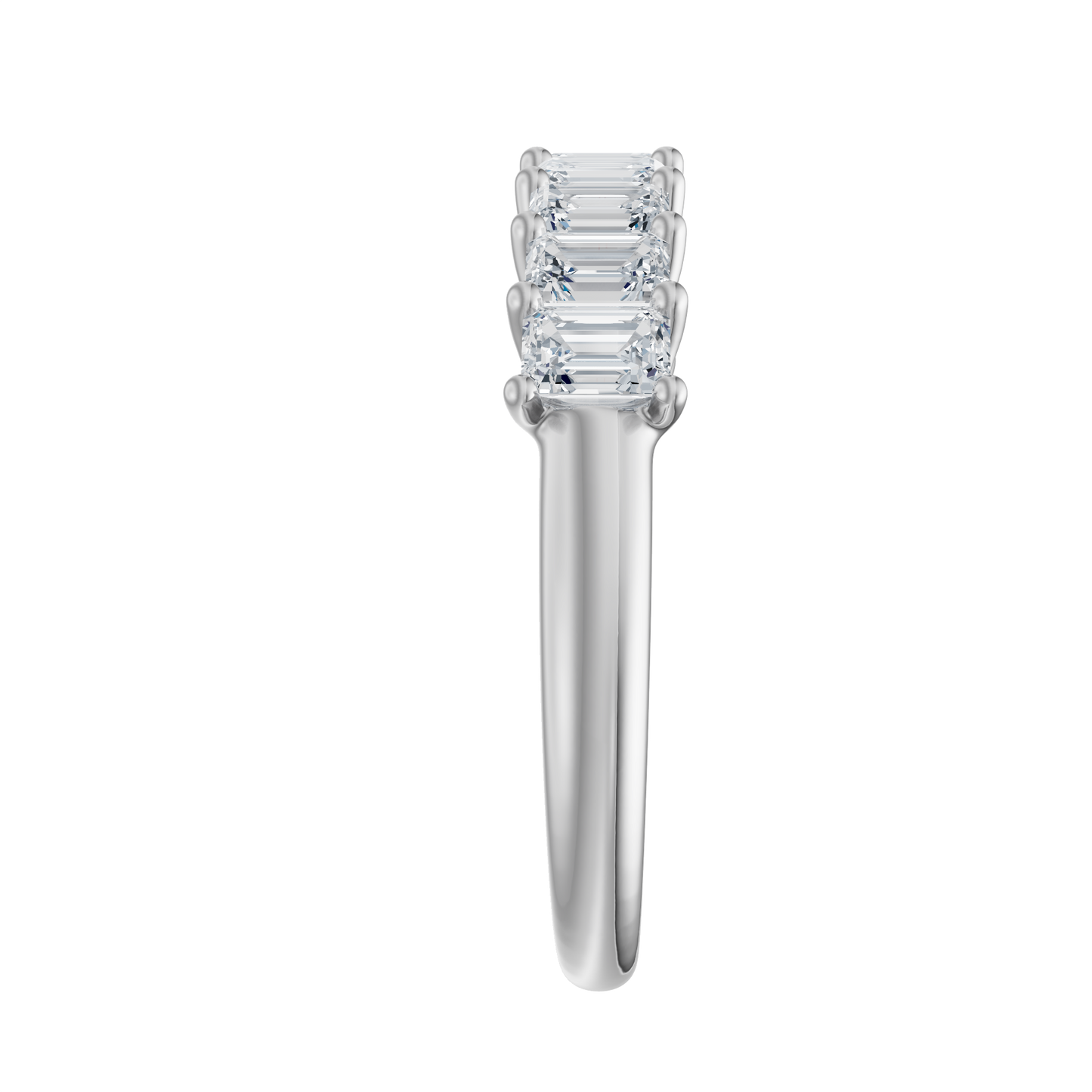 White Gold-Apex Emerald cut Band_view=SIDE