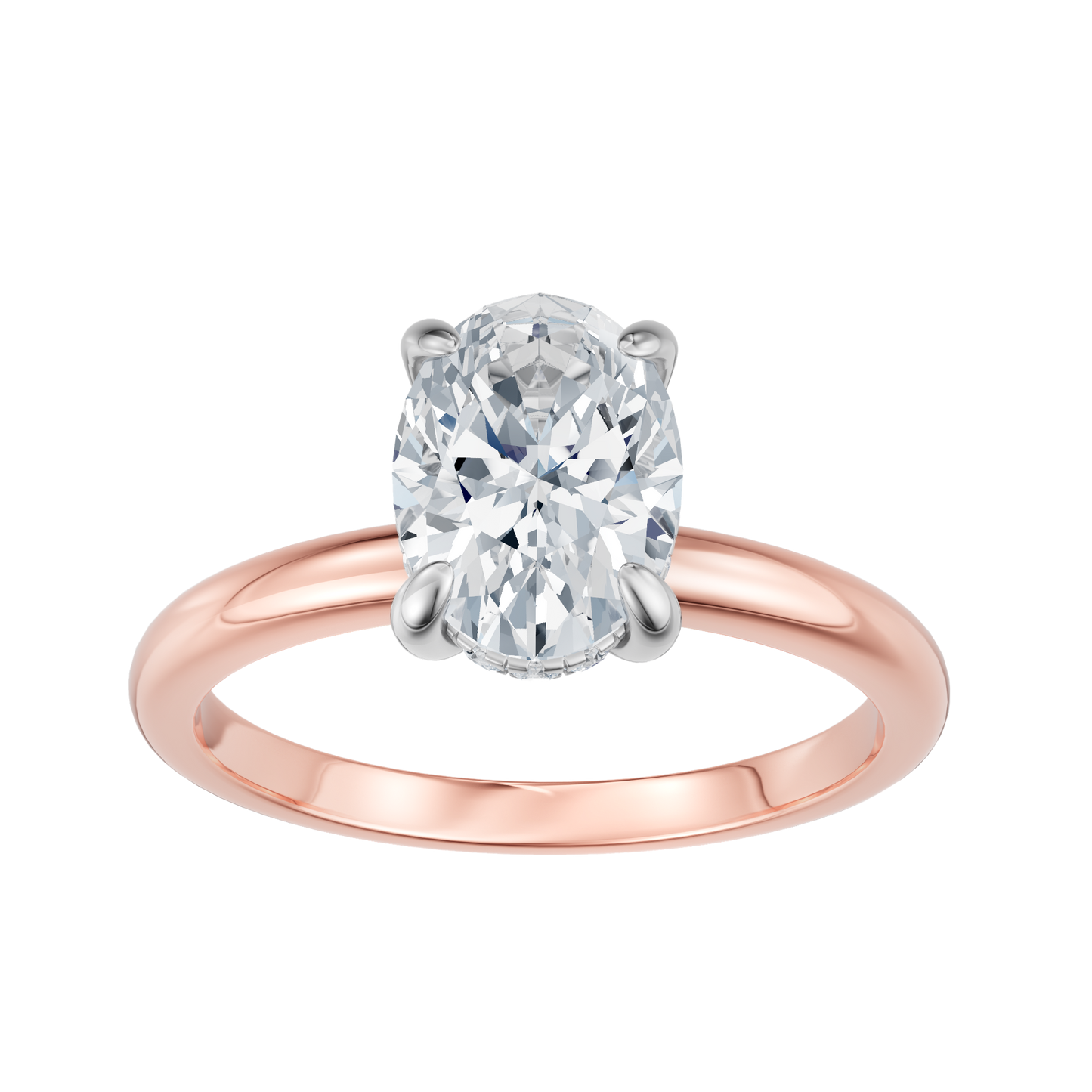 Pink Gold-Radiance Lab Diamond Ring 1.58ct Oval Center_view=3DH