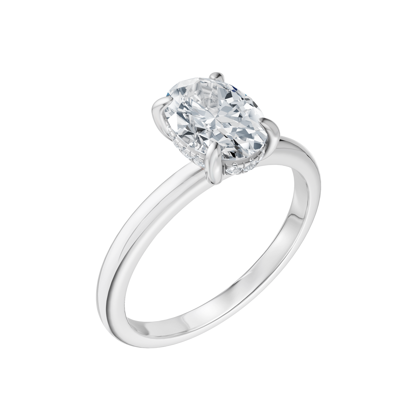 White Gold-Radiance Lab Diamond Ring 1.58ct Oval Center_view=3DV
